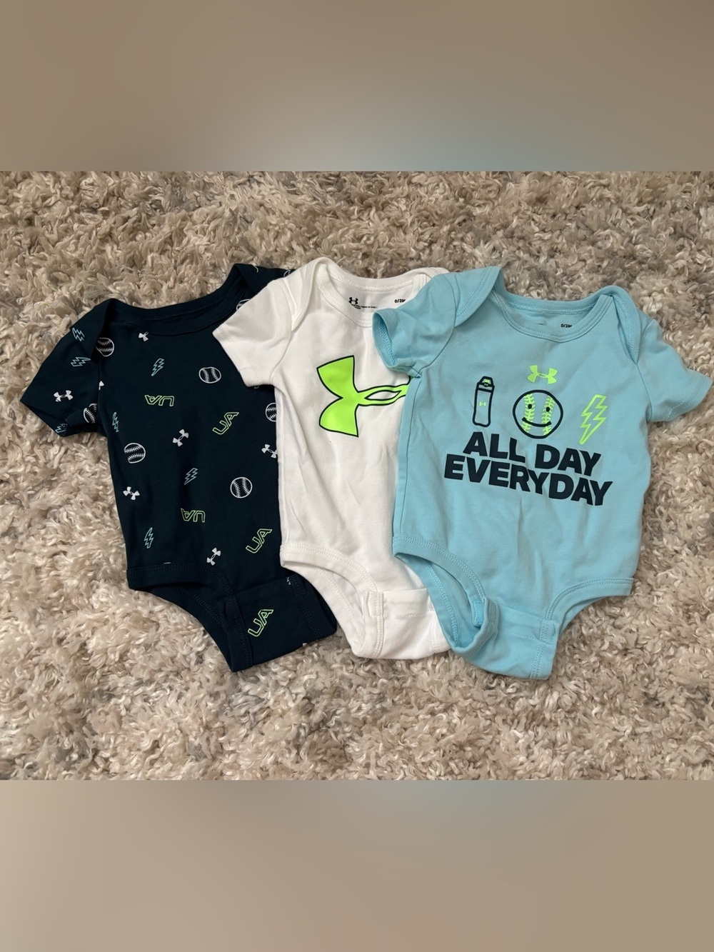 Under Armour Baby One-Piece Bodysuits - Navy, White, Light Blue